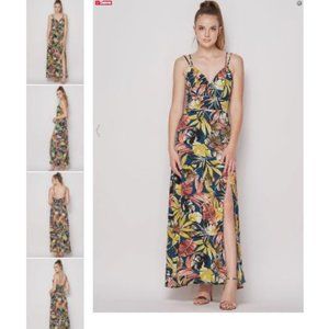 Double Strapped Floral Slit Maxi Dress